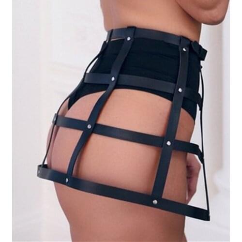 CKMORLS Sexy Leather Harness Dress Adjustable Skirt Body Bdsm Bondage Cage Waist Goth Erotic Punk Body Bondage Fetish For Women