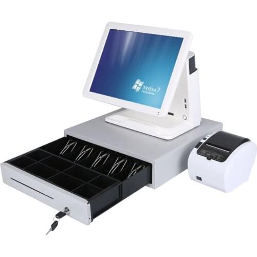 15 Inch Single Touch POS Pure Capacitive Screen Retail POS With Printer and Cash Darwer