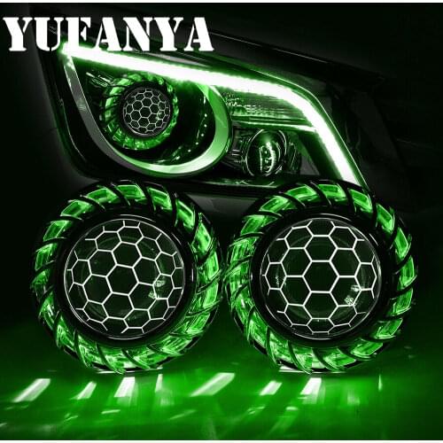 2.5 Inch Blue Coating Honeycomb Mini Bi Xenon Projector Lens DRL angel eyes shroud Mask Fit H4 H7 Car Motorcycle assembly kit