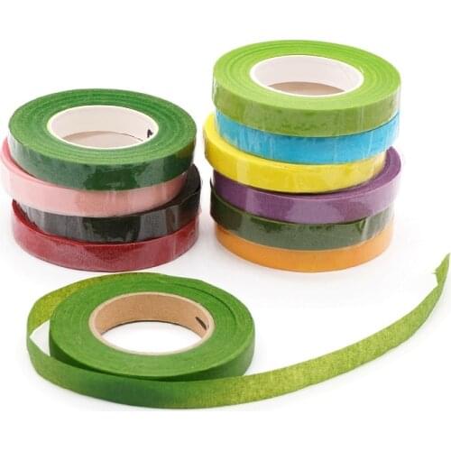 30 Yard 12MM Floral Stem Tape Corsages Buttonhole Artificial Flower Stamen Wrap Florist Green Tapes Nylon Flower Supplies