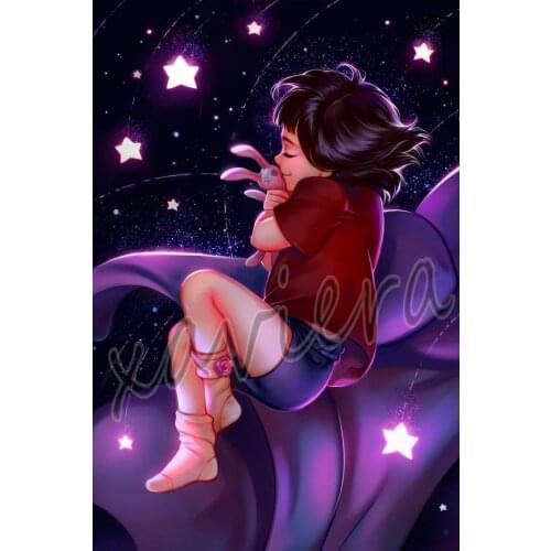 Xaviera Diy 5D Diamond Painting Cute Girl Purple Star Rhinestone Embroidery Full Round Drill Cross Stitch Kit Childrens Gift