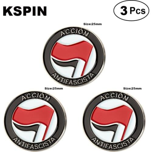 Accion Antifascista Flag Brooches Lapel Pin Flag badge Brooch Pins Badges