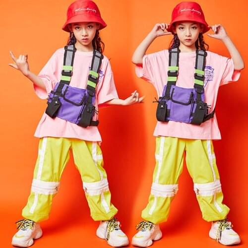 Kids Carnival Outfit Hip Hop Clothing Oversize Tops Tshirt Streetwear Jogger Pants For Girls Concert Jazz Dance Costume Clothes