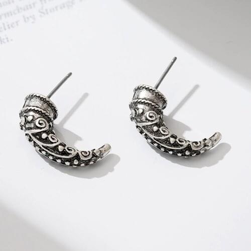 Statement horn Ethnic vintage men jewelry stud earrings