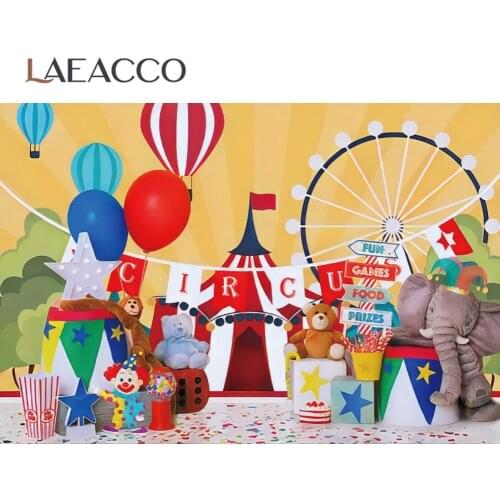 Laeacco Baby Cartoon Circus Cruise Birthday Party Doll Clown Playground Poster Banner Photo Backdrop Photographic Backgrounds