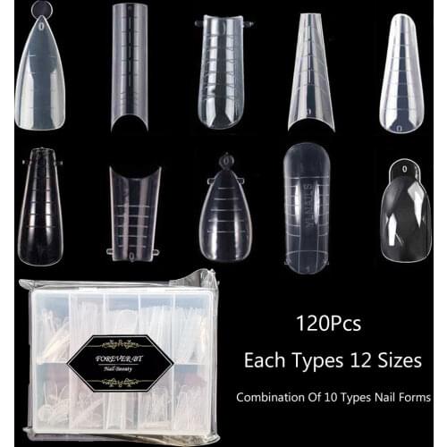 60pcs/set False Nails Forms Mold Square Stiletto Tips Sharp End Stilettos Fake Nail UV Gel Manicure Easy Apply Salon Extension