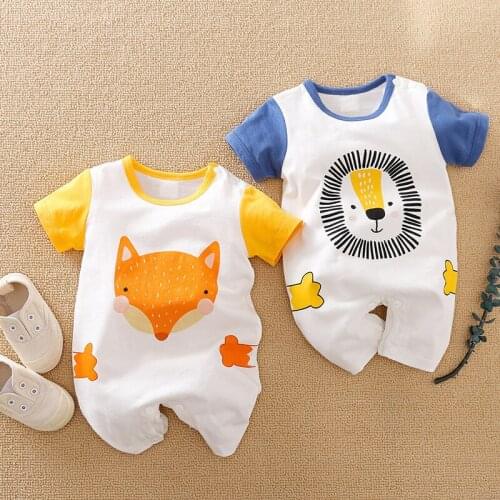 Toddler Girl Romper Summer 100% Pure Cotton Baby Boy Playsuit Short Sleeve Animal Jumpsuit Cute Boutique Clothes