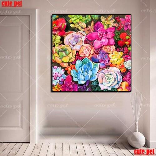 DIY square round Diamond Painting Space Cross Succulent plants Diamond Mosaic Cross Stitch Embroidery Pattern Rhinestone Decor