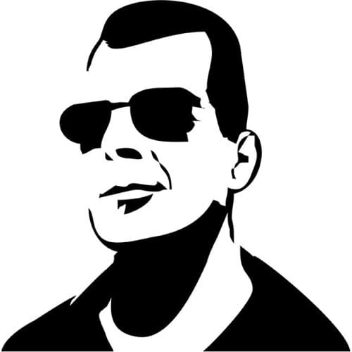 MIGNATIS - Bruce Willis Black and White Sticker with Sunglasses Mural Art Decal For Car Window Loptop Decoration Vinyl Stickers