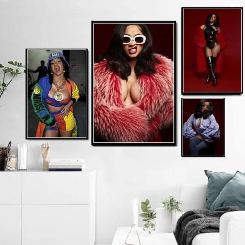 Fashion Hip Hop Music Star Rapper Cardi B Art Home Decor Room Living Sofa Wall Decorate Picture Quality Canvas Painting Poster