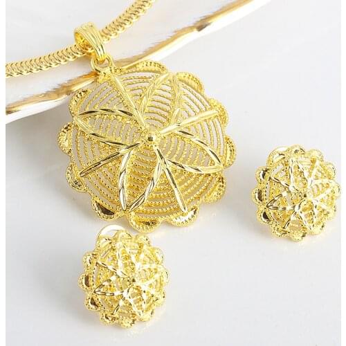 Fashion Jewelry Bohemia Jewelry Sets For Women Earrings Necklace Pendant Flower Jewelry For Engagement fashion Jewelry Findings