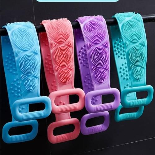 New Silicon Body Scrubber Silicone Brushes Bath Towels Body Brush Bath Belt Exfoliating Back Brush Household Clean Shower Brush