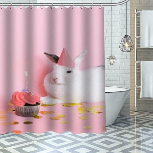 Easter Rabbit Shower Curtains Waterproof Fabric Bathroom Decoration Supply Washable Bath And Shower Curtain Custom