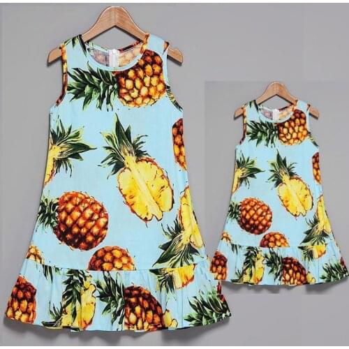 Mother And Daughter Dress Summer Mom Girls Dresses Fruits Princess Dress Family Matching Clothes Family Cotton Look/outfits