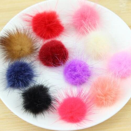 100PCS 30MM Mink Fur Ball Fur Pompom DIY Jewelry Findings Mink Ball for phone shoes jewelry cloth