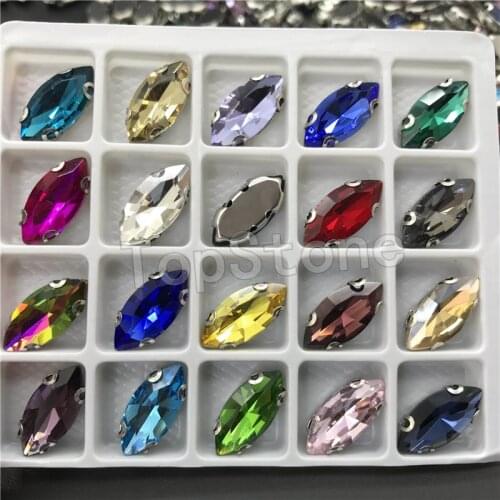 Sew On Horse Eye D Claw rhinestones Mix Colors Navette Sew on Glass Crystal Stone diy for dress/bags