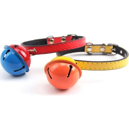 Clearance Sale 6 Color 32 cm Small Pet Dog Leather Collar With Big Bell(4 cm) Chihuahua Collar Dog Supplies Dog Accessories