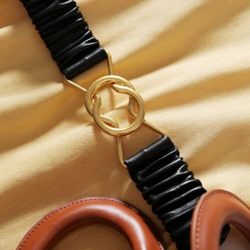 Belts for Women Luxury Designer Brand Fashion Wide Girdle Soft Nappa Sheepskin Elastic Belt Black Leather