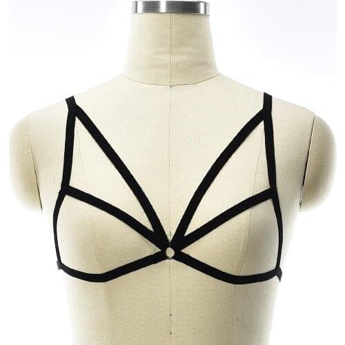 Sexy Lingerie Harness Cage Bra Gothic Rave Wear Bondage Fetish Soft Harness Belt Crop Top Adjust Elastic Body Harness Bra
