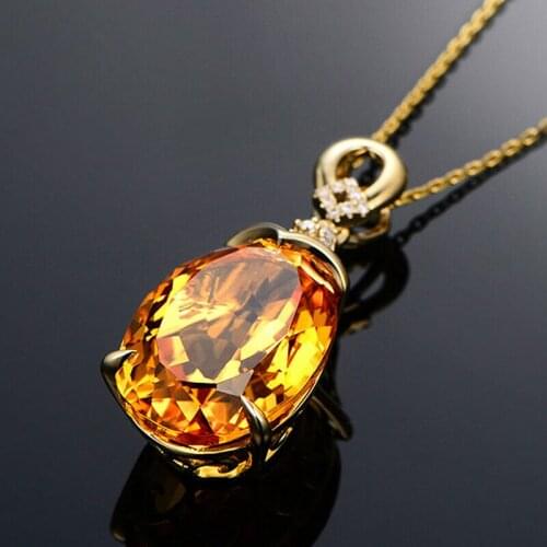 Mermaid Luxurious Yellow Crystal Female Necklace Pendant Birthstone Clever Crystal Fingerling Necklace Girlfriend Gift