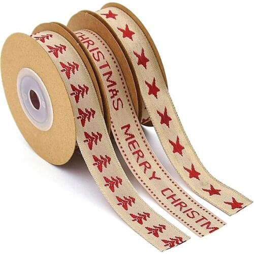 1.5cm Cotton and Linen Christmas ribbon DIY Accessories Trademark Ribbon Christmas Gift Packaging Jacquard lace 5 yards