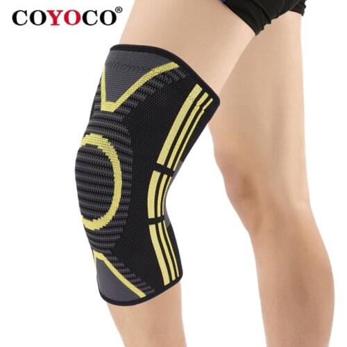 COYOCO Sport Knee Support Warm 1 Pcs Yellow Pattern Kneepad Knee Brace Protector for Joint Pain Relief and Injury Recovery Black