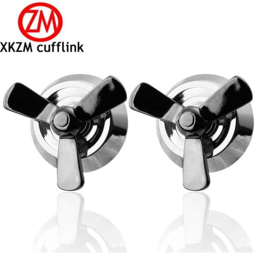 High quality fashion mens shirts Cufflinks Black propeller Fan sleeve button brass Cufflinks wholesale and retail