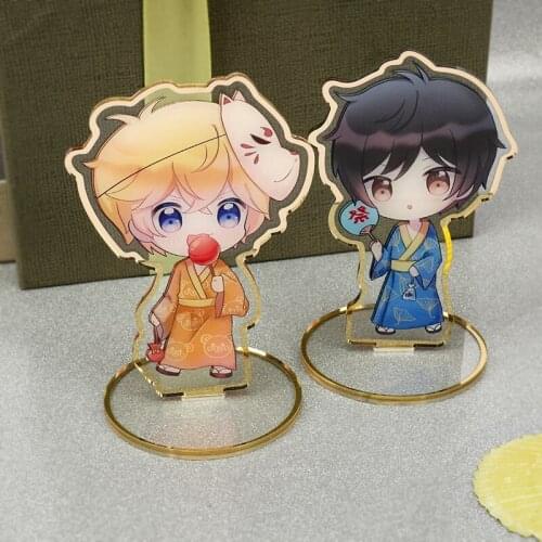High quality VOGRACE cheap OEM cartoon anime acrylic standee printed transparent gold stand keychains MOQ 1pcs