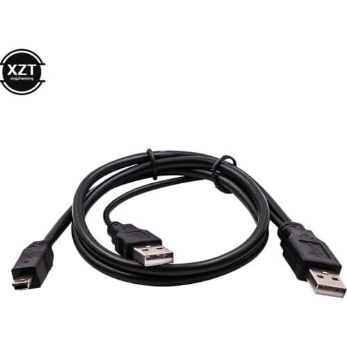 High Quality USB 2.0 double A Type 2A Male to Mini 5 Pin Male Y Cable 0.7m 70cm 2ft For 2.5" Mobile Hard Disk Drive HDD