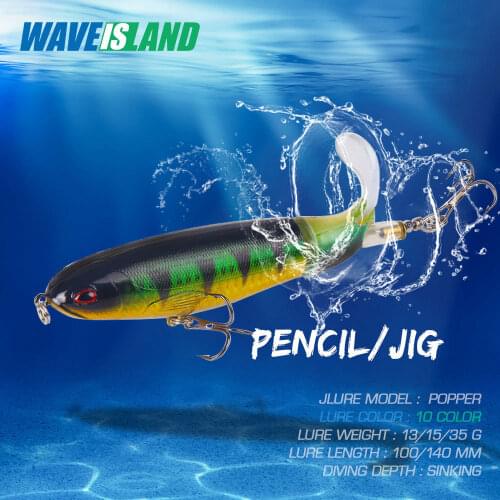 WAVEISLAND Whopper Plopper Fishing Lure Weights 13G 15G 35G Top Water Popper Spinner Bait Topwater Swim Pesca Saltwater Lures