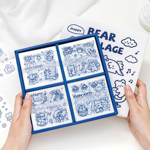 Yisuremia New 100pcs Ruanruan Bear Village Kawaii Stickers Set Decorative Diary Scrapbook Ipad Cartoon Stationery Sticker Gift