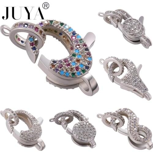JUYA 5 Pcs Fasteners Lobster Clasps Connectors For Jewelry Making Cubic Zirconia Charm Hooks DIY Handmade Jewelry Accessories