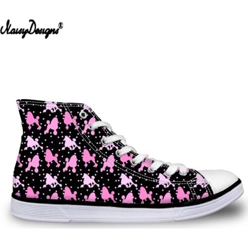 Noisydesigns Kawaii Pet Dog Printed High Top Women Vulcanize Shoes Fashion Womens Canvas Shoes Casual Unique Flat Walking Shoes