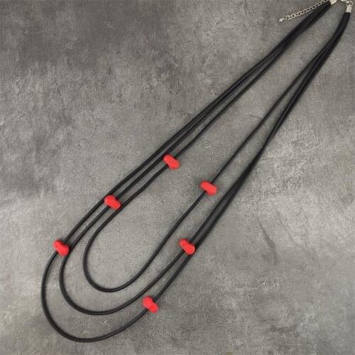 Punk Womens Jewelry Bead Pendant Fashion Womens Necklace Multi Rubber Leather High Quality Statement Necklace Party