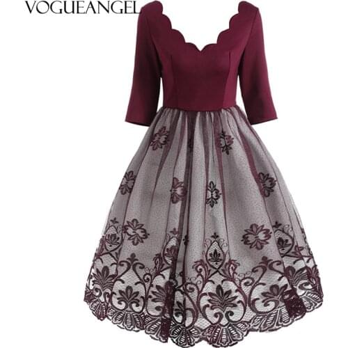 Women Vintage Dress Lace Elegant Casual Large Size 5XL Floral Mesh Hollow Female Black Retro Plus Size Rockabilly Party Dresses