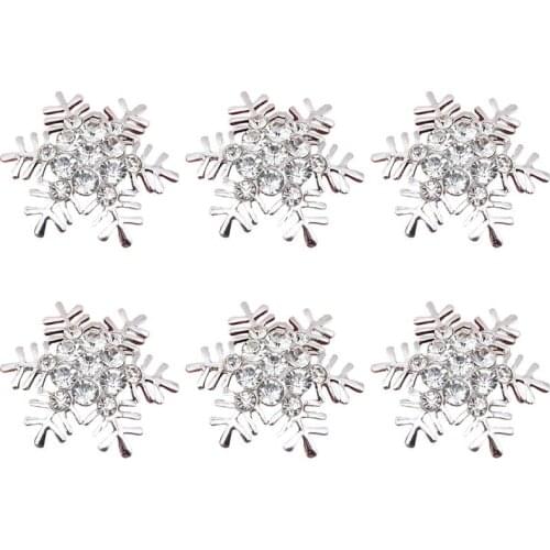 1 Set/6Pcs Snowflake Shape Napkin Clasps Christmas Rhinestone Napkin Rings Christmas Snowflake Napkins Buckle Napkin Rings