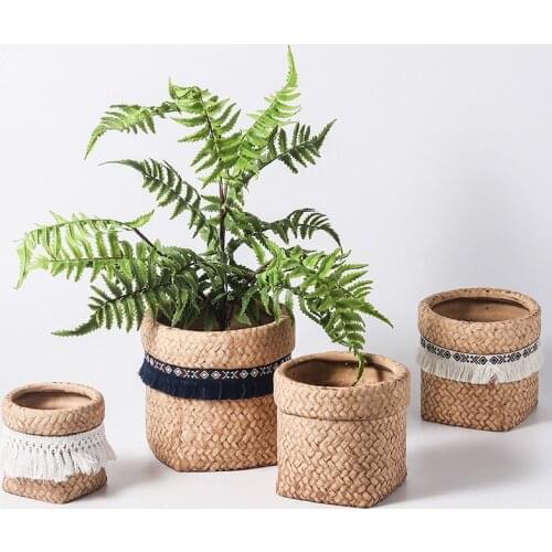 1pc Nordic Flower Pot Ceramic Pot Antique Sack Round Cute Literary Indoor Flowerpot With Hole Plant Pot