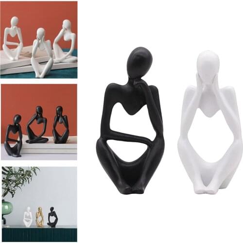 2pcs Thinker Sculpture Figurine Home Statues Modern Bookcase Decorations