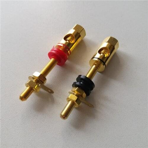 4pcs Exquisite high-end long speaker audio pure copper terminal block speaker terminal banana plug socket welding