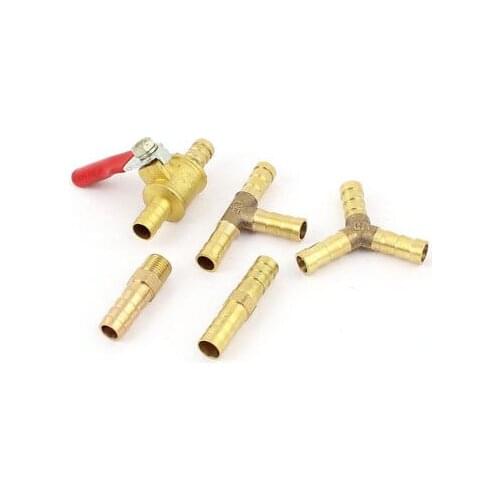 5 in 1 Set Air Compressor 8mm Dia 2-way 3 Way Adapter Tube Hose Barb