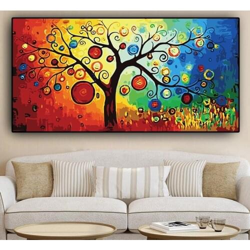 Abstract Money Tree Canvas Wall Art Oil Painting On Canvas Print Poster for Home Living Room Decor Cuadros