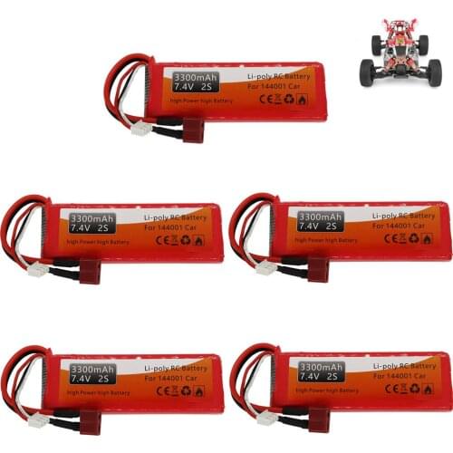 Battery for Wltoys 144001 car 7.4 V 3300mAh Lipo battery T Plug for Wltoys 1/14 144001 RC car boat Lipo battery toy accessories