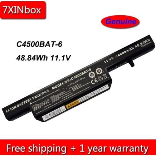 7XINbox 48.84Wh 11.1V Genuine C4500BAT-6 6-87-C480S-4P43 Laptop Battery For Clevo C4500 C4501 C4505 W150 B4105 B4100M B5130M