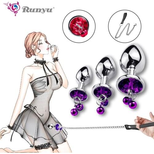 Runyu Intimate Metal Anal Plug With Small bell Smooth Touch Butt Plug No Vibrator Anal Bead Anus Dilator Anal Toys for Men/Women