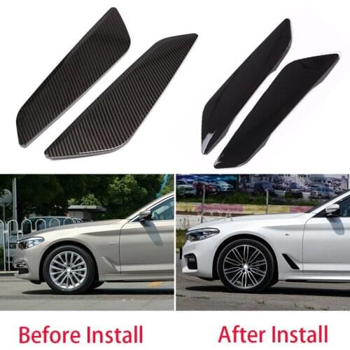 2Pcs Black Carbon Fiber Auto Side Wing Air Flow Fender Grill Outlet Intake Vent Cover For BMW 5 Series G30 G31 2017 2018