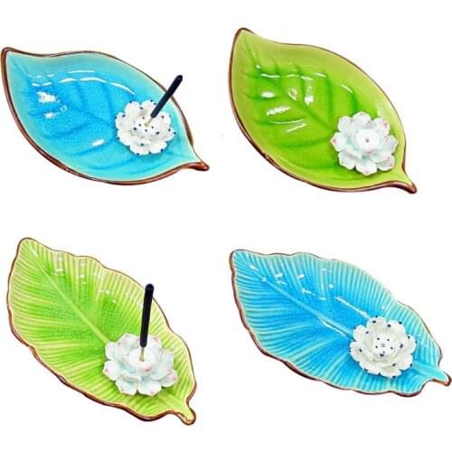 Incense Stick Burner Holder-Ceramic Decorative Lotus Incense Burner Leaf-Incense T8WB