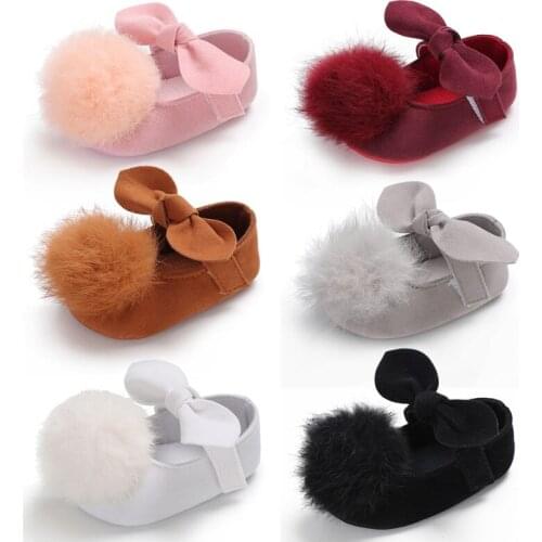 Baby Bowknot Plush Bow Toddler Princess First Walkers Girls Kid Shoes Toddler Shoes Baby Shoes Baby Moccasins