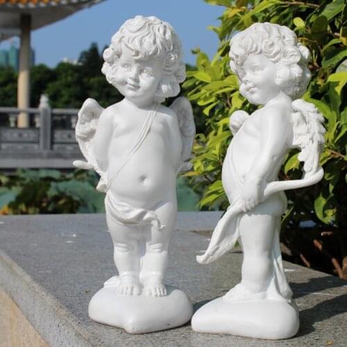 Hot European Home Decoration Resin Crafts Wedding Gifts Handmade Cute Angel Love Cupid Figurines Office Bar Desktop Ornament