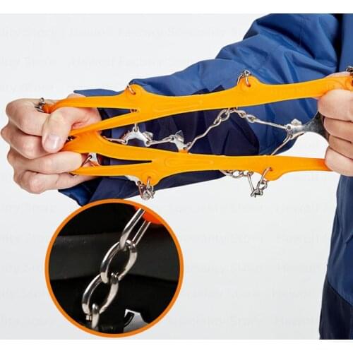 Hewolf Outdoor Crampons M L Size 19Teeth Stainless Steel Grips Cleats Crampons Winter Antislip Ice Snow Spiked Shoes Walk Tools