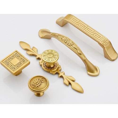 Chinese Bedroom Cabinet Pulls Handle Pure Copper Classical Decorative Furniture Knobs Security Interior Door Handle